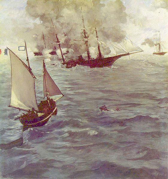 Edouard Manet Schlacht zwischen der oil painting image